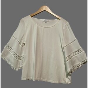 Hailey &‎ Co Top Women's Size Large White With Lace Boho